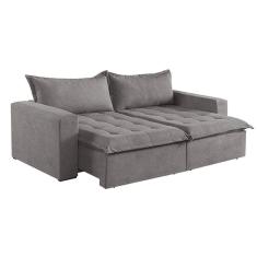 Sofá Cama 2 Lugares Retrátil Reclinável Linho M-184 Martins Cinza