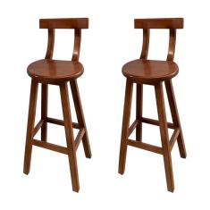 Kit 2 Banquetas Altas de Madeira com Encosto Girafa Imbuia