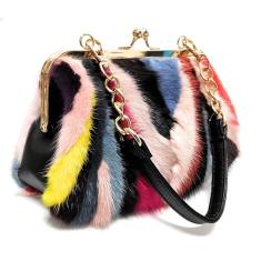 Bolsas de mão luxuosas para noite - pele genuína de raposa, coelho e vison com estampas chiques, Multi, Small