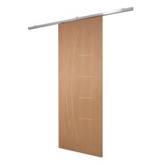 Porta De Correr P- Verniz Frisada Kit Alumínio F08 - Smile - 210x110