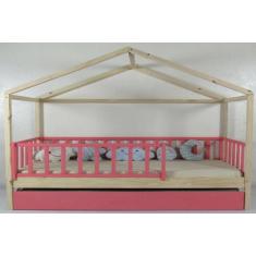 Bicama Montessoriana Solteiro Frente Casinha Colorida Madeira Maciça P