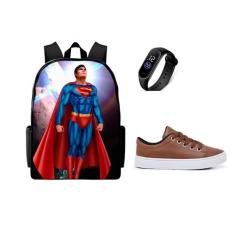 Conjunto Masculino Mochila Mais Tenis Casual E Relogio Led Digital - K