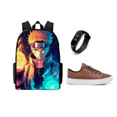 Conjunto Escolar Lançamento Mochila Mais Tenis casual E Relogio Digita