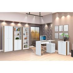 Conjunto 3 Armários Organizador e 1 Mesa Escrivaninha Office 1 Balcão 