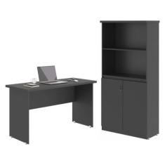 Mesa de Computador e Armario Japão Preto Onix - Mais de Casa