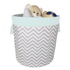 Cesto Organizador de Brinquedos Chevron com Verde Água - Tropical Baby