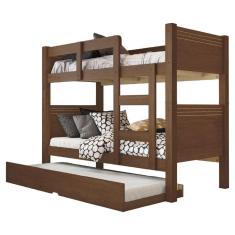 Beliche Solteiro Com Cama Auxiliar Alaska Para Colchão Até 0,88m Cacau Conquista Móveis