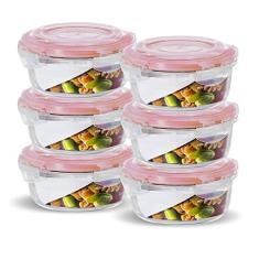 06 Potes Hermético Vidro Redondo Freezer E Microondas 620ml