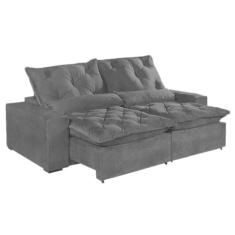 Sofá Elegance 4 Lugares Retrátil Reclinável Veludo Preto