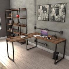 Mesa De Escritório Em L Estilo Industrial 1,50mx1,50m Kuadra