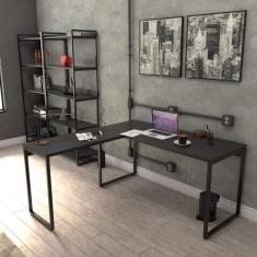 Mesa De Escritório Em L Estilo Industrial 1,50mx1,50m Kuadra