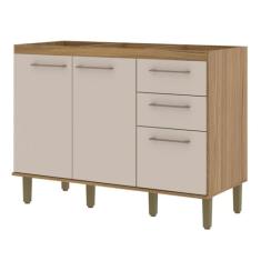 Balcão de Pia 120cm com 2 Portas e 3 Gavetas, Estrutura em MDP, Acabamento em Pintura UV, Corrediças Telescópicas, Dobradiças com Amortecimento, Montagem Reversível, Design Moderno - Decibal Móveis