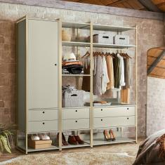 Guarda Roupa Closet Modulado Industrial 1 Porta 6 Gavetas Olivar Off White