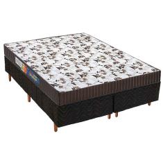 Cama Box Queen: Colchão Espuma Polar D33 Pérola + Base Crc Fantasy Black(158x198)
