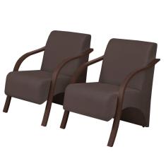 Kit 2 Poltronas Decorativas Vênus 1 Lugar Braço Pé Madeira D Salla Suede