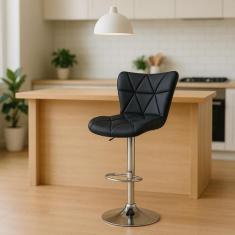 Banqueta Alta Com Encosto Alto Estofado Para Cozinha Americana Balcão 