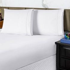 Jogo De Cama Lençol Queen Conforto Percal 300 Fios 3 Peças - Branco