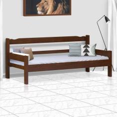 Sofá cama solteiro de madeira maciça Nemargi Castanho