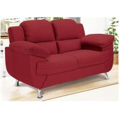Sofá 2 Lugares Suede Spazium Linoforte, Vermelho, 2