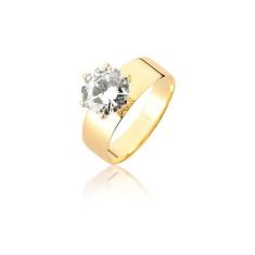 Anel feminino ouro puro com pedra grande 18k solitário A302 - MAEHLER 