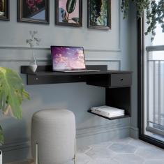 Escrivaninha Suspensa Notbook Gaveta Luxo Preto - Comprar Moveis em Casa