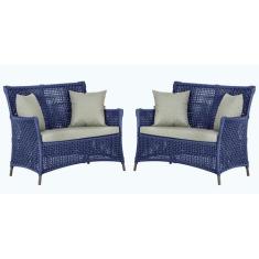 2 Sofás Área Externa Igapó Alumínio Pintura Marrom Corda Náutica Estof