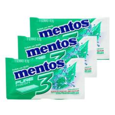 Kit 3 Chiclete Mentos Pure Fresh 3 Sabor Spearmint Sem Açúcar 8,5g com