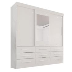 Guarda-Roupa Casal 3 Portas 9 Gavetas com Espelho Luana - Sallêto Móve