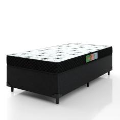 Cama Box Solteiro Colchão Espuma 88x188x50cm Polar Branco / Preto 
