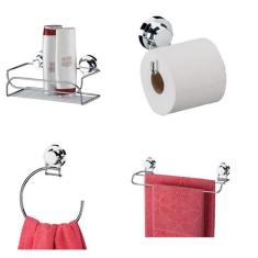Kit Porta Shampoo+ Porta Papel Higiênico + Toalheiro Argola 18cm + Toa