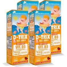 Kit Com 4 d-trix - Vitamina D3 Kids em Gotas 30ml Flora Nativa do Brasil