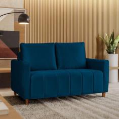 Sofá Amelie 2 Lugares em Veludo Yescasa Azul