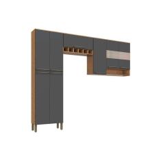 Cozinha Modulada Ronipa Nápoli Prime Napoli Prime 3pçs 2 Armários 1 Paneleiro Cpt02 Castanho/Chumbo