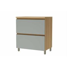 Armário de Cozinha Modulado Balcão Rainha 1 Porta e 1 Gaveta c/ Tampo 80cm Nature/Verde - Nesher