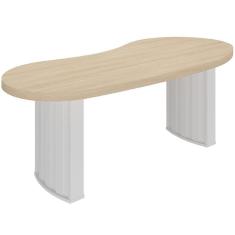 Mesa Para Escritório 200cm Tamburato Curves A02 Carvalho Branco
