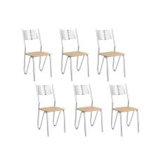 Cadeira Sala de Jantar Nápoles 2C045CR Kit 6 Un Cromado/Courano Nude - Kappesberg