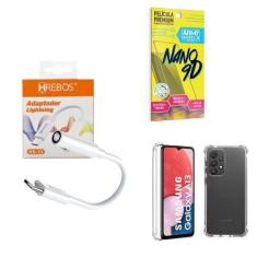 Capinha Samsung A134G + Adaptador P2 P Tipo C + Película 9D - Armyshie