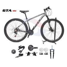 Bicicleta Aro 29 Gti Roma Kit 2x9 Gta Sunrun Freio Disco K7 11/36 Pedivela 24/38d Garfo Com Trava - Cinza/preto Tam.17