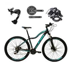 Bicicleta Aro 29 Ksw Mwza Feminina Câmbio Shimano Alívio E Altus 27v F/hidráulico Garfo Trava - Preto/azul Tam.17