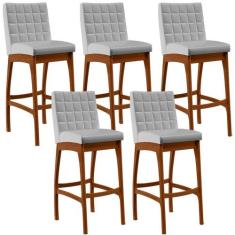 Kit 05 Banquetas Altas Para Cozinha Sala de Jantar Fixa Mila L02 Facto