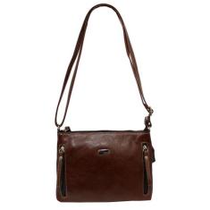 Bolsa Feminina Couro Transversal Bls294 4 Ziperes - Doras Bolsas, Marr
