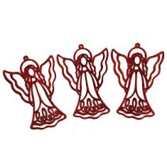 Enfeite De Natal De Plástico De 13 Cm Santo Vermelho 3 Peças