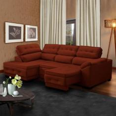 Sofá Retrátil Reclinável de Canto Chaise 250 x 150 Cm Luiza Suede - Só