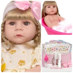 Boneca Reborn Loira Abigail Com Kit Acessórios Lançamento - Cegonha Re
