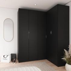 Guarda Roupa Modulado de Canto 5 Portas 3 Peças Hera CabeCasa MadeiraMadeira Preto