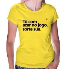 Baby Look Tô com azar no jogo, sorte sua - Foca na Moda, Amarelo, G