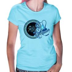 Baby Look Signo Aquário Astrologia - Foca na Moda, Azul bebê, G