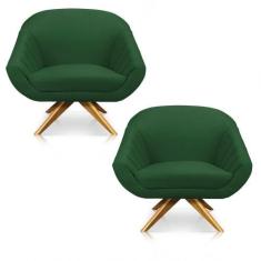 Kit 02 Poltronas Giovana Suede Verde - DROSSI