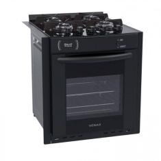 Fogao De Embutir 4 Bocas Venax Gaudi Prisma Vitreo Bl Preto Gas Glp