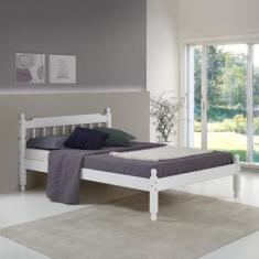 Cama Casal em Madeira Maciça Mv Outlet, Branco
